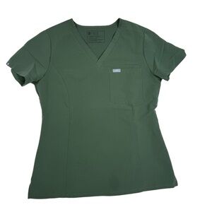 Figs Women's Short Sleeve V-Neck Top - Olive